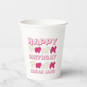 Happy Birthday Party roze Circus Animal Crackers Papieren Bekers