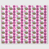 Happy Birthday Party Squirrel | Roze Cadeaupapier (Vlak)