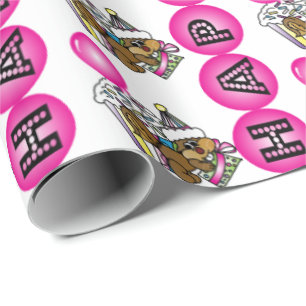 Happy Birthday Party Squirrel   Roze Cadeaupapier