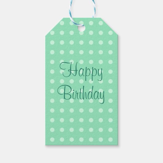 Happy Birthday Party Text Sjabloon Rustic Polka Cadeaulabel (Voorkant)