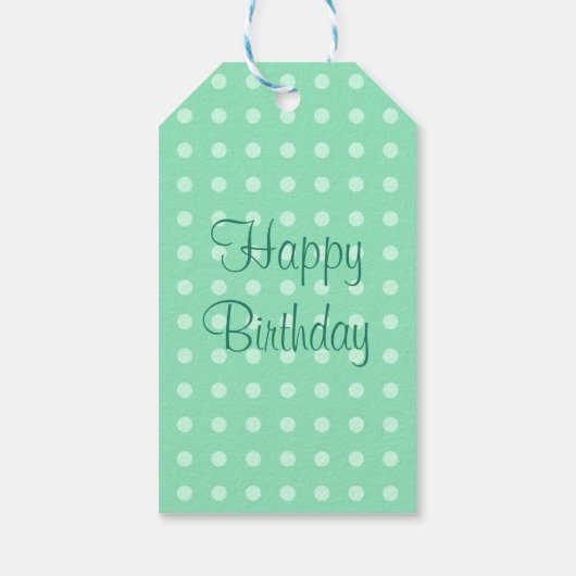 Happy Birthday Party Text Sjabloon Rustic Polka Cadeaulabel (Achterkant)