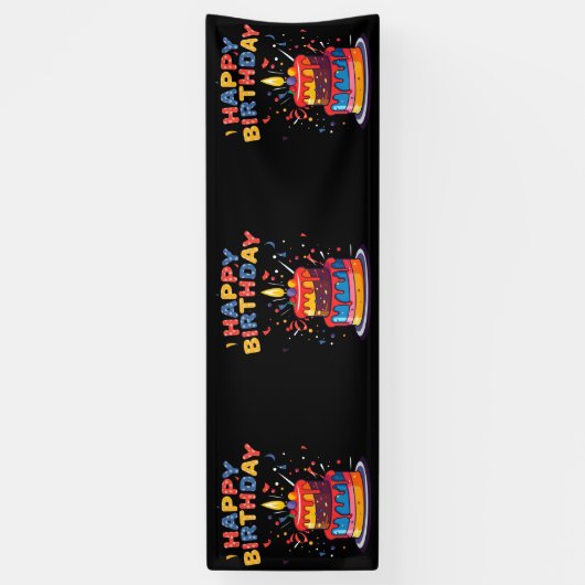 Happy Birthday Party Theme Supplies 2.5x8 Vinyl Spandoek (Verticaal)