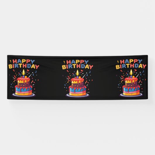 Happy Birthday Party Theme Supplies 2.5x8 Vinyl Spandoek (Horizontaal)