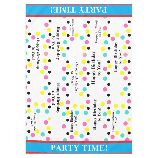Happy Birthday Party Tijd Polka Dots Tafelkleed (Voorkant)