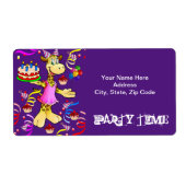 Happy Birthday Party Time Giraffe Cake Labels (Voorkant)