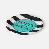 Happy Birthday Party Turquoise Black White Papieren Bordje (Gekanteld)