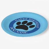 Happy Birthday Party voor Blauwe Honden Papieren Bordje (Gekanteld)