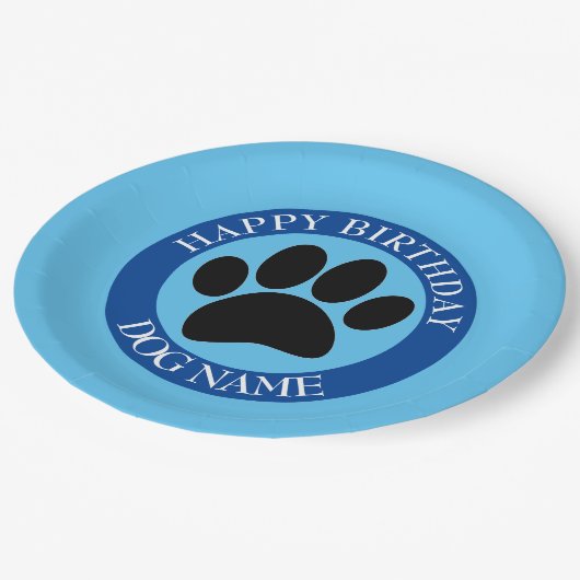 Happy Birthday Party voor Blauwe Honden Papieren Bordje (Gekanteld)