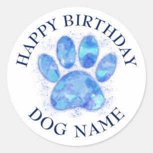 Happy Birthday Party Voor Honden Waterverf Ronde Sticker