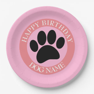 Happy Birthday Party voor Roze Honden Papieren Bordje