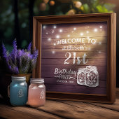 Happy Birthday Party Wood Mason Jar Lights Welkom Poster