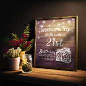 Happy Birthday Party Wood Mason Jar Lights Welkom Poster