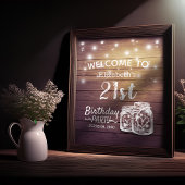 Happy Birthday Party Wood Mason Jar Lights Welkom Poster