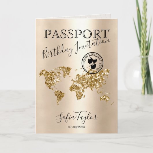 Happy Birthday Passport kaart elke leeftijd (Voorkant)
