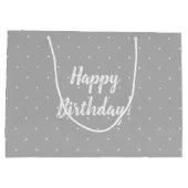 Happy Birthday Pastel Dot Pattern Gift Bag Groot Cadeauzakje (Achterkant)