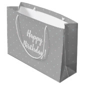 Happy Birthday Pastel Dot Pattern Gift Bag Groot Cadeauzakje (Achterkant Gekanteld)