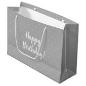 Happy Birthday Pastel Dot Pattern Gift Bag Groot Cadeauzakje (Voorkant Gekanteld)