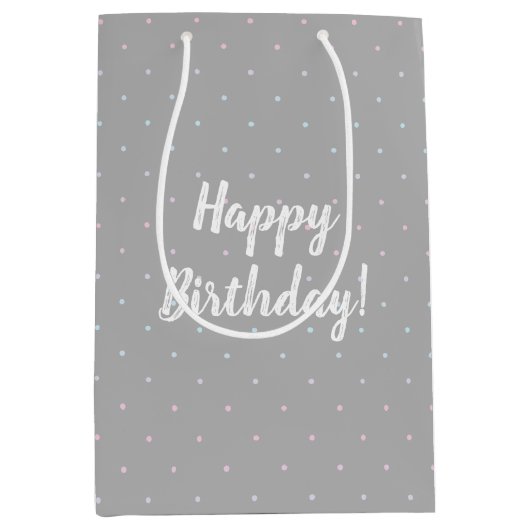 Happy Birthday Pastel Dot Pattern Gift Bag Medium Cadeauzakje (Voorkant)
