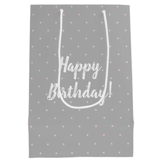 Happy Birthday Pastel Dot Pattern Gift Bag Medium Cadeauzakje (Achterkant)
