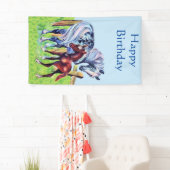 Happy Birthday Pastel Moeder Horse Brown Baby Colt Spandoek (Insitu)