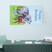 Happy Birthday Pastel Moeder Horse Brown Baby Colt Spandoek (Beurs)