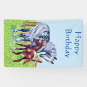Happy Birthday Pastel Moeder Horse Brown Baby Colt Spandoek (Horizontaal)