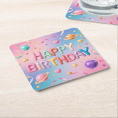 Happy Birthday Pastel Onderzetters (Schuin)