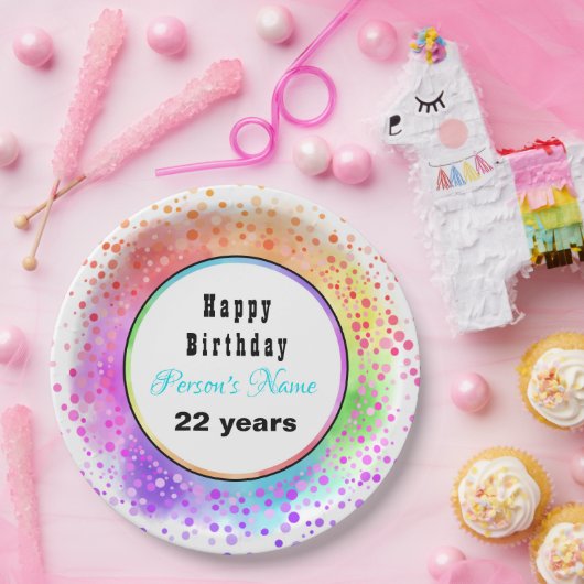 Happy Birthday Pastel Paper-Borden - HAMbyWG Papieren Bordje (Feest)