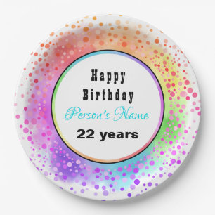 Happy Birthday Pastel Paper-Borden - HAMbyWG Papieren Bordje