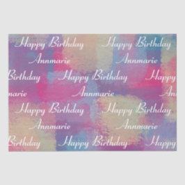 Happy Birthday Pastel Patchwork-rapport Tissuepapier