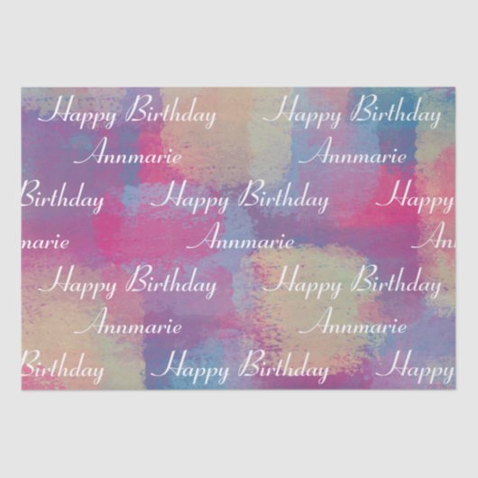 Happy Birthday Pastel Patchwork-rapport Tissuepapier (Voorkant)