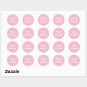 Happy Birthday Pastel Pink White Typografie Ronde Sticker (Vel)