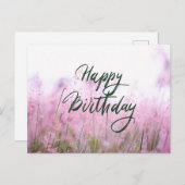 Happy Birthday Pastel Roze Wildbloemen Briefkaart (Voorkant / Achterkant)