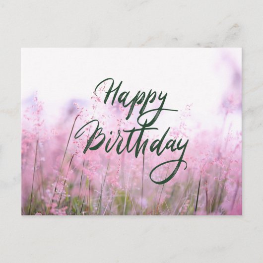 Happy Birthday Pastel Roze Wildbloemen Briefkaart (Voorkant)