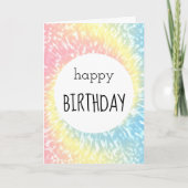 Happy Birthday Pastel Tie Dye Hippie Swirl Kaart (Voorkant)