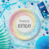 Happy Birthday Pastel Tie Dye Hippie Swirl Papieren Bordje (Feest)