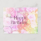 Happy Birthday Pastel Waterverf Rozen Briefkaart (Voorkant)
