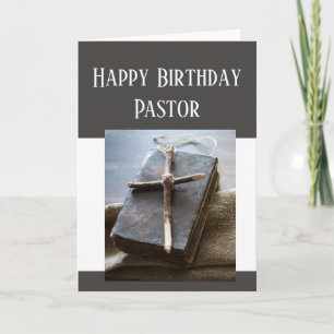 Happy Birthday Pastor Bible Cross Love Respect Kaart