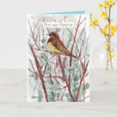 Happy Birthday Pastor Bird Trees Watercolor Kaart (Gele Bloem)