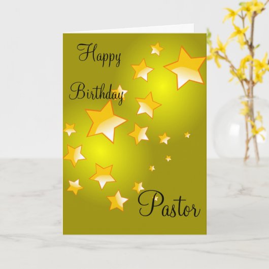 Happy Birthday-pastor Kaart (Gele Bloem)