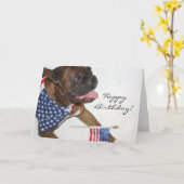Happy Birthday Patriotic Boxer Dog wenskaart Kaart (Gele Bloem)