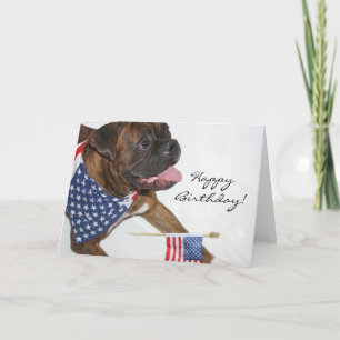 Happy Birthday Patriotic Boxer Dog wenskaart Kaart