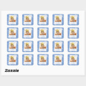 Happy Birthday Pattern Blue Party Kinder foto Vierkante Sticker (Vel)