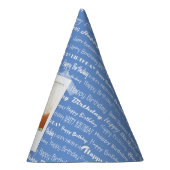 Happy Birthday Pattern Blue Party Kinder Photo Cut Feesthoedjes (Rechts)