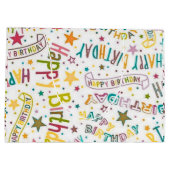 Happy Birthday Pattern Custom Gift Bag Groot Cadeauzakje (Achterkant)