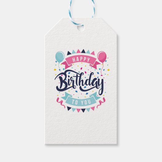 Happy Birthday Pattern Gift Labels Cadeaulabel (Voorkant)