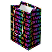 Happy Birthday Pattern Medium Cadeauzakje (Voorkant Gekanteld)