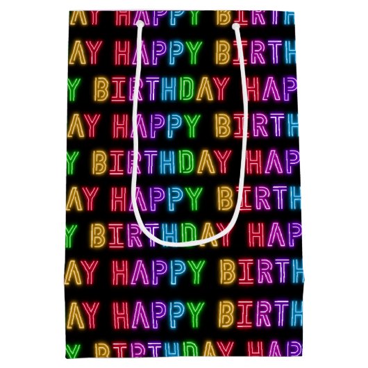 Happy Birthday Pattern Medium Cadeauzakje (Achterkant)