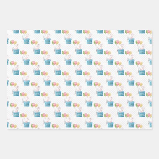 Happy Birthday Pattern-ontwerp Waterverf Inpakpapier Vel (Voorkant 2)
