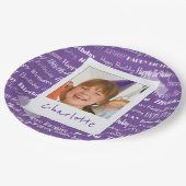 Happy Birthday Pattern Paarse Party Kinder Foto Papieren Bordje (Gekanteld)